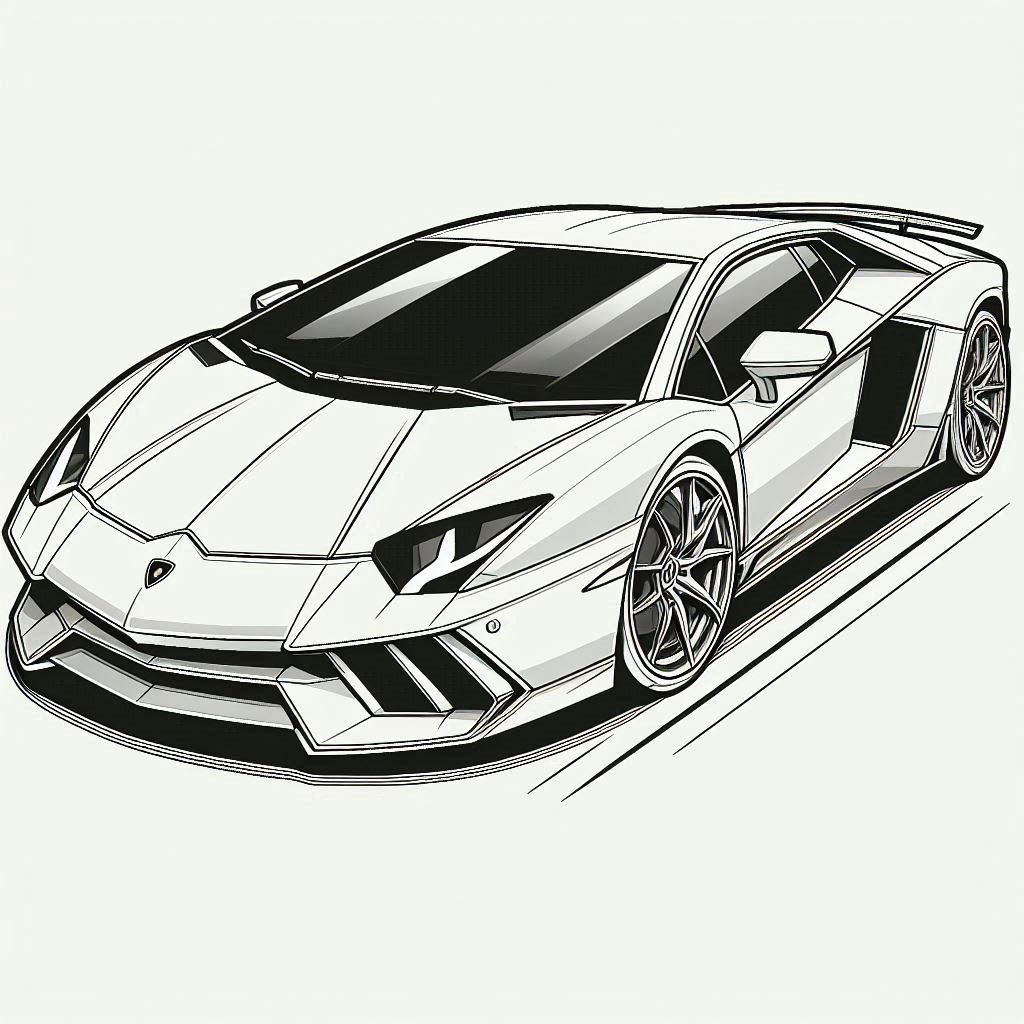 páginas para colorear fáciles de Lamborghini Aventador 4