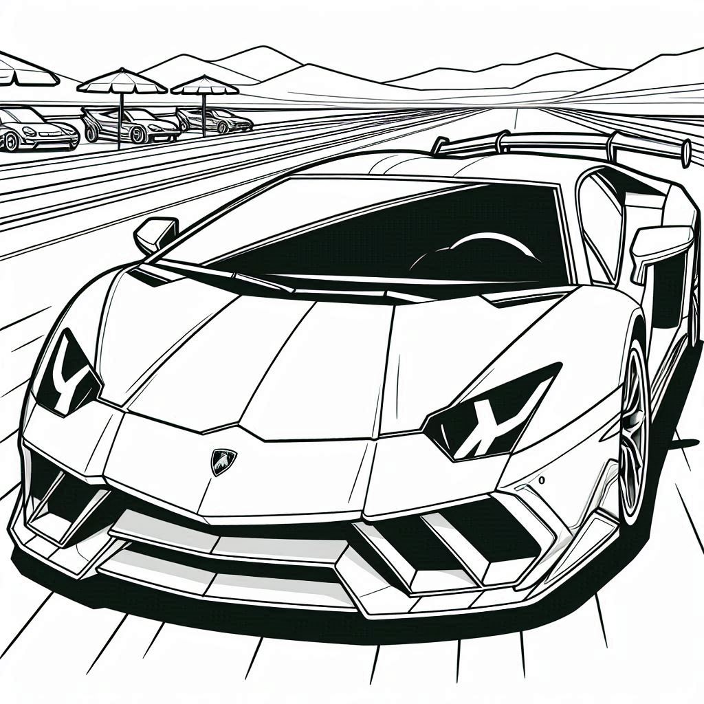 páginas para colorear gratis Lamborghini Aventador 7 para adultos