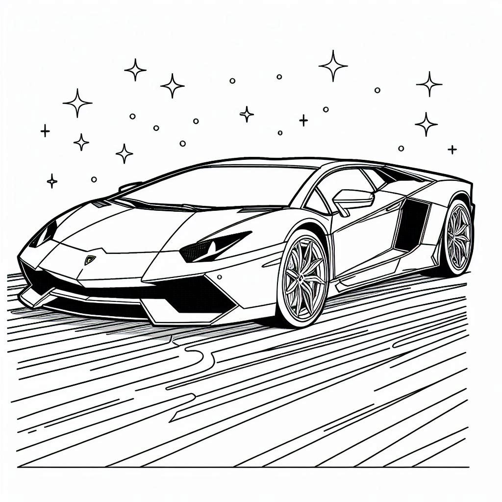 páginas para colorear imprimibles Lamborghini Aventador 9