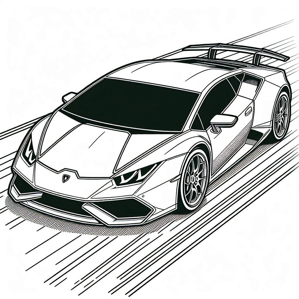 páginas para colorear imprimibles Lamborghini Huracán 6 para adultos