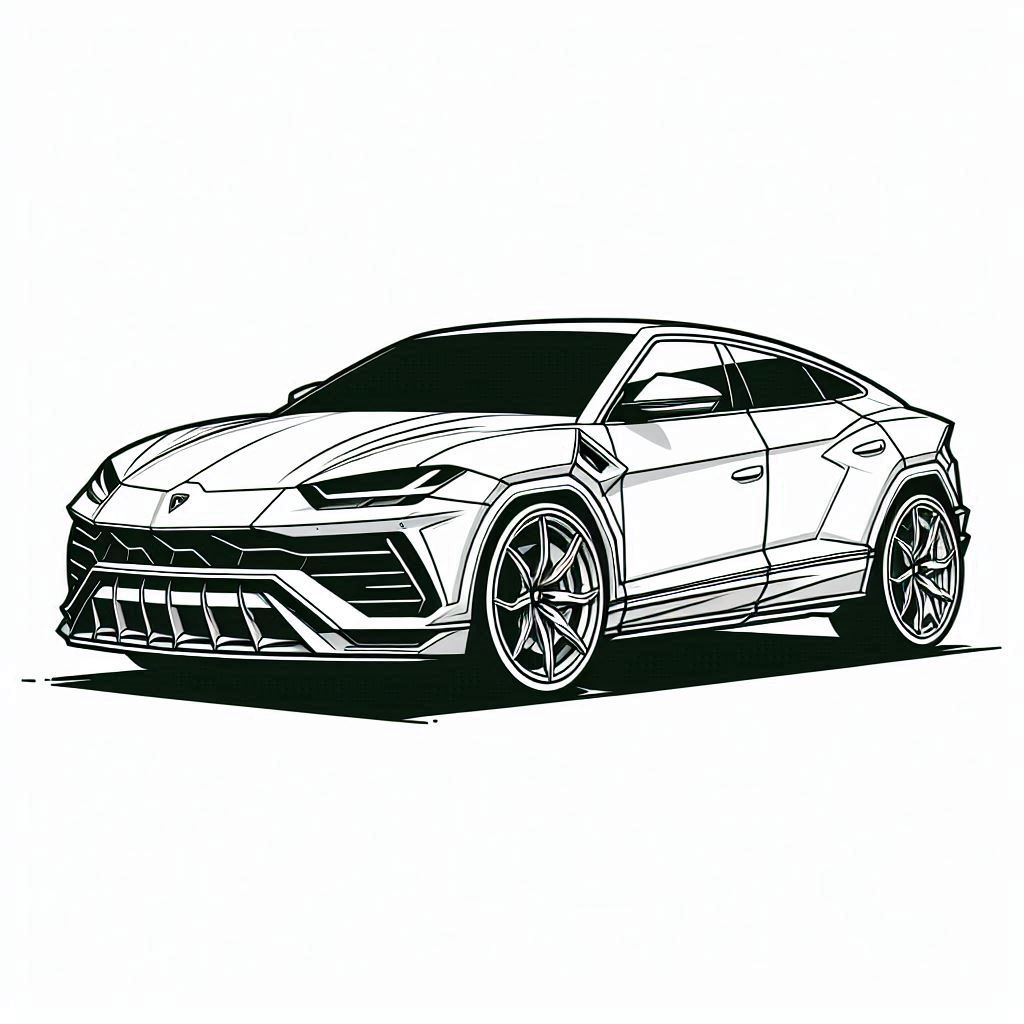 páginas para colorear gratis para adultos Lamborghini Urus 7