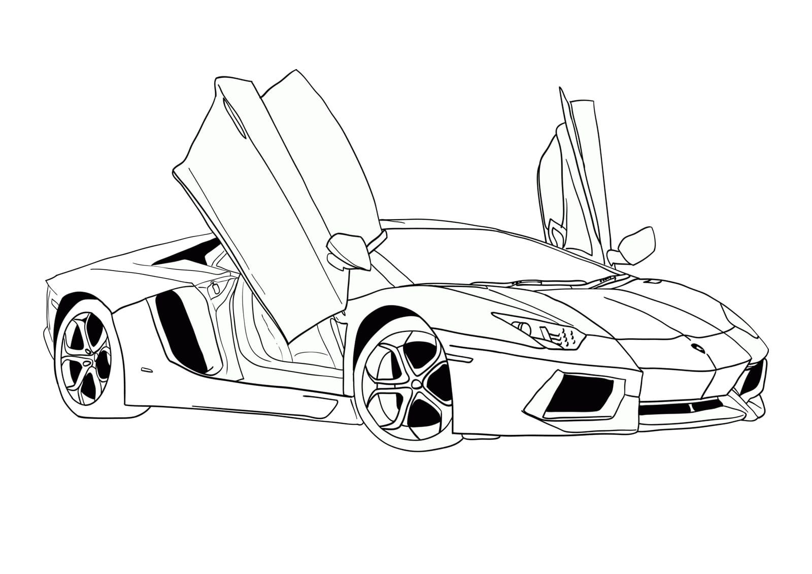 Lamborghini para Colorear 7 páginas para colorear para niños