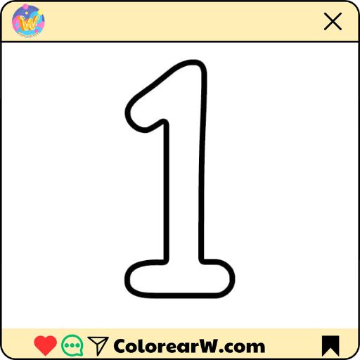Número 1 1 Número 1 para colorear thumbnail