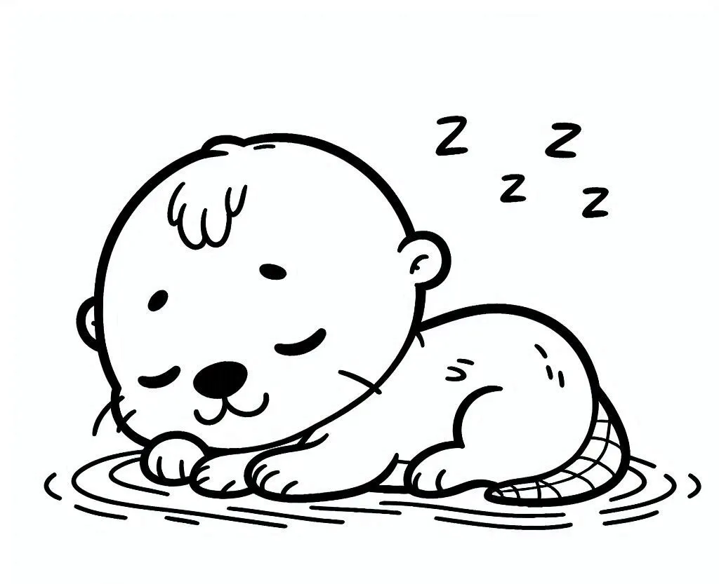 Nutria Bebé Durmiendo 5 páginas para colorear gratis