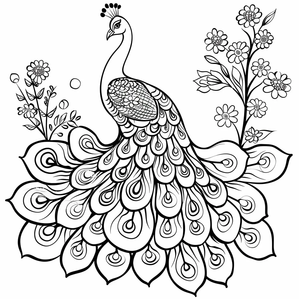 Pavo Real 15 páginas para colorear detalladas de Pavo real para colorear para adultos
