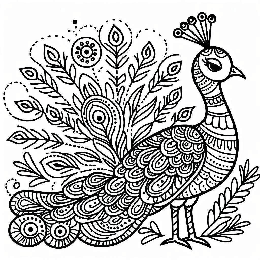 Pavo Real 17 felices páginas para colorear Pavo real para colorear