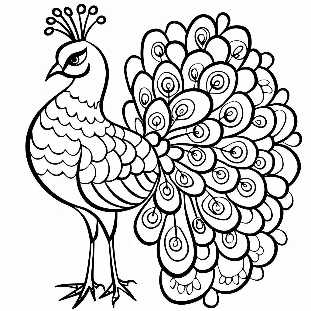 Pavo Real 20 Pavo real para colorear páginas para colorear para niños