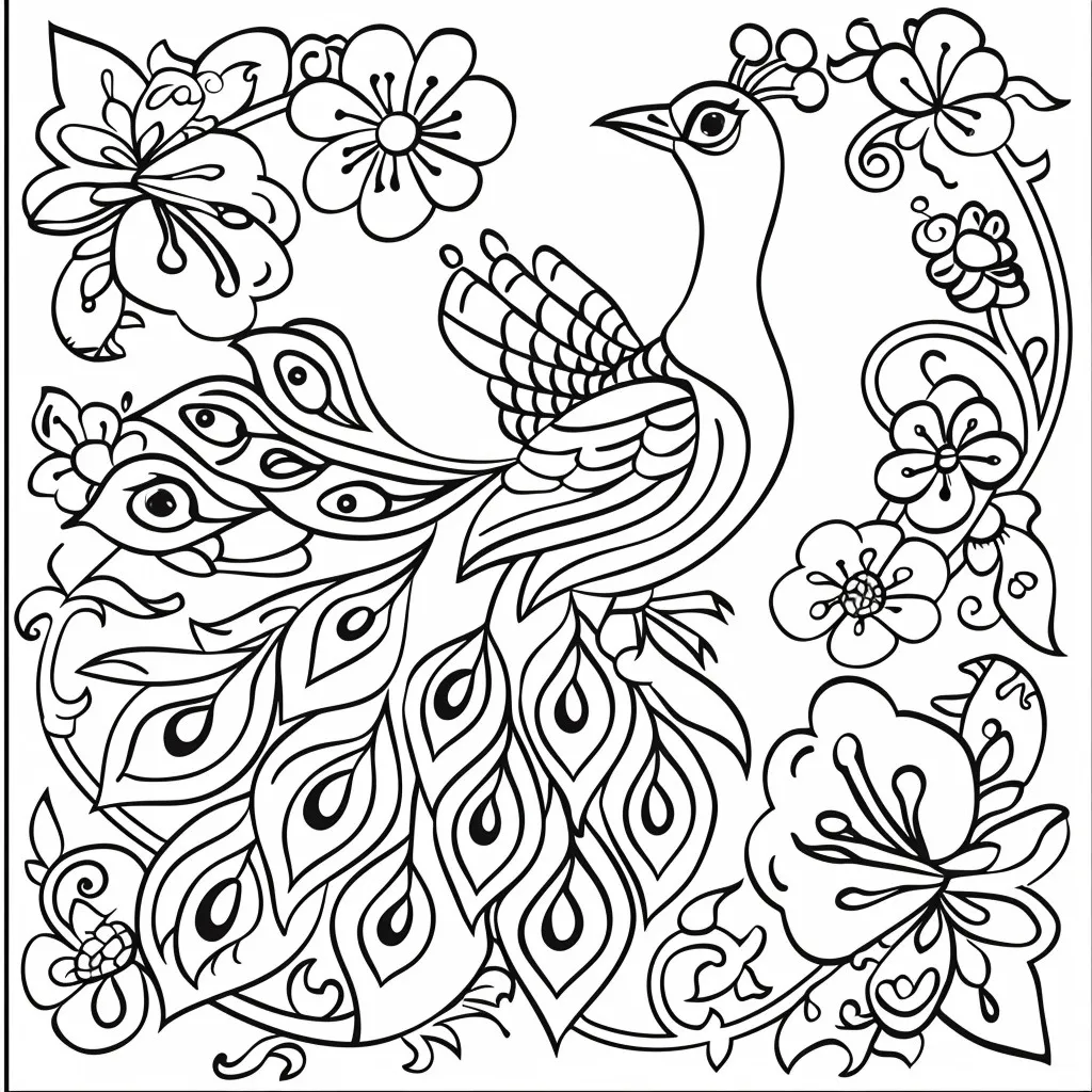 Pavo Real 12 páginas para colorear imprimibles Pavo real para colorear para adultos 2