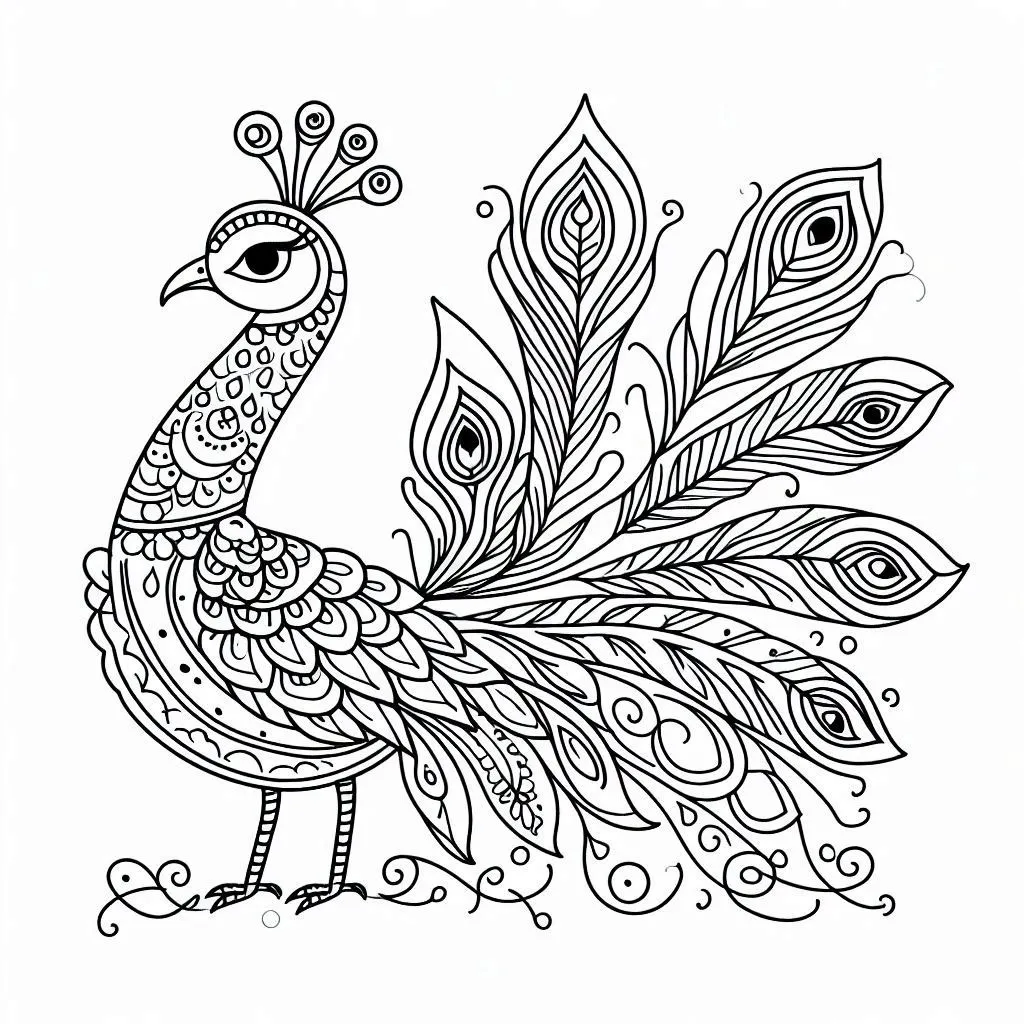 Pavo Real 21 páginas para colorear detalladas de Pavo real para colorear 1