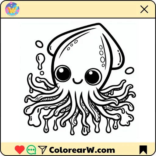 Calamar para colorear thumbnail