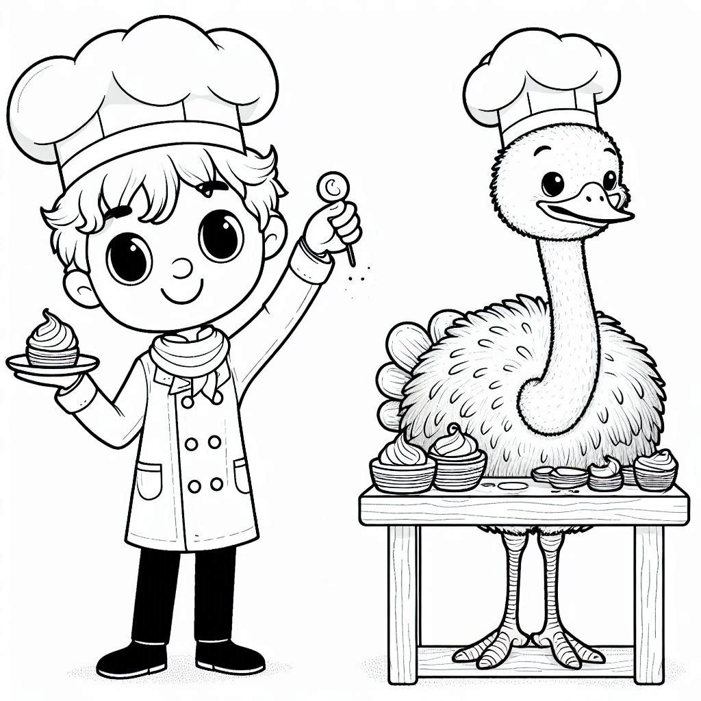 Avestruz 24 El Avestruz Chef 9 páginas para colorear imprimibles