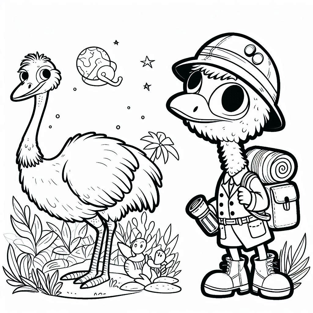 Avestruz 10 páginas para colorear gratis El Avestruz Explorador 1