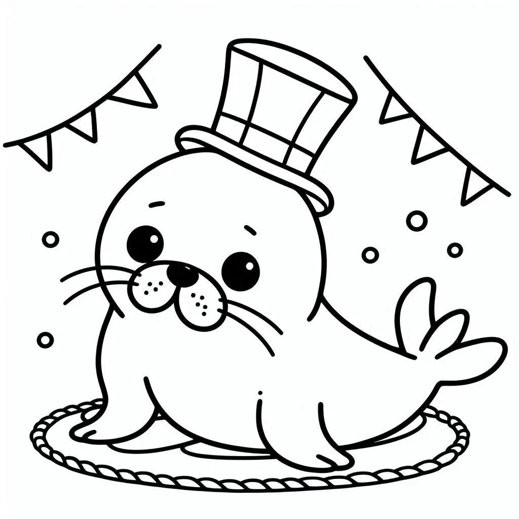 Foca 9 páginas para colorear de árboles Foca para colorear gratis 1
