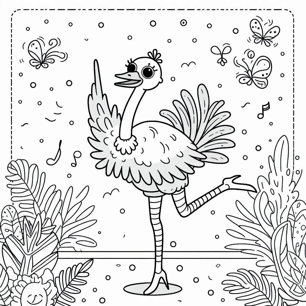 Avestruz 11 La Avestruz Bailarina 8 páginas para colorear pdf