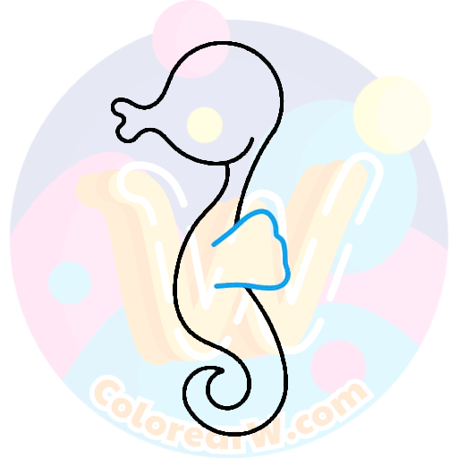 Dibuja un Caballito de Mar Fácil | ColorearW.com 3 páginas para colorear gratis Otra aleta más grande en la espalda para niños