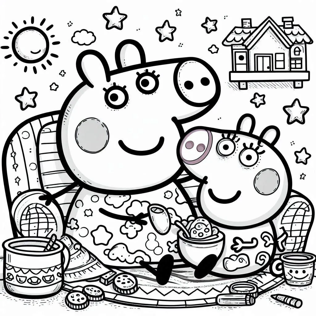 páginas para colorear Peppe Pig 2 imprimibles gratis