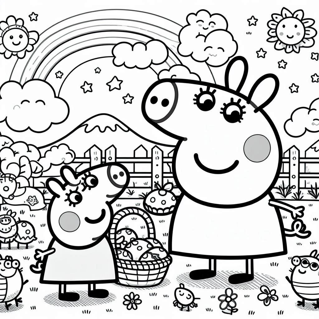 páginas para colorear de árboles Peppe Pig 24 gratis