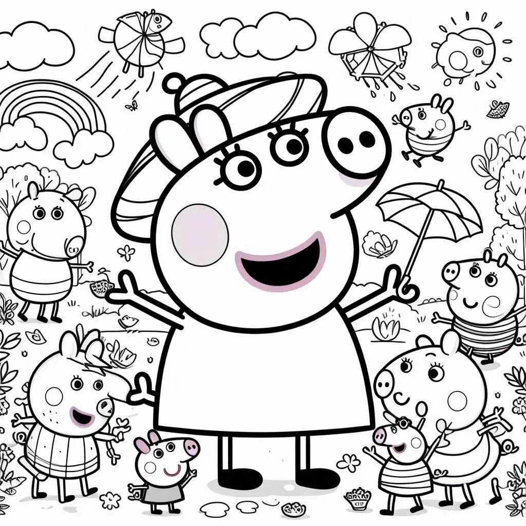 páginas para colorear gratis para adultos Peppe Pig 6