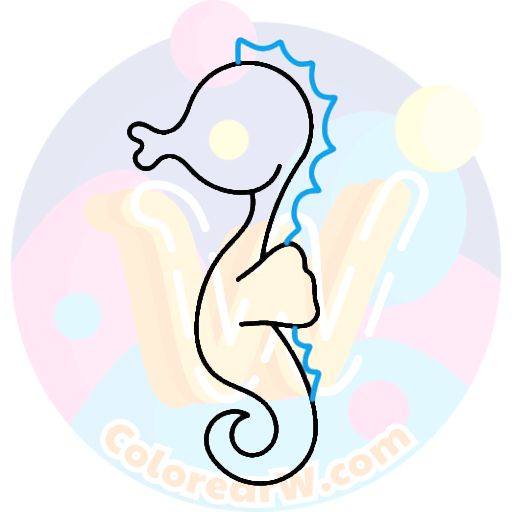 Dibuja un Caballito de Mar Fácil | ColorearW.com 4 páginas para colorear para niños Una aletita pequeña arriba de la cabeza