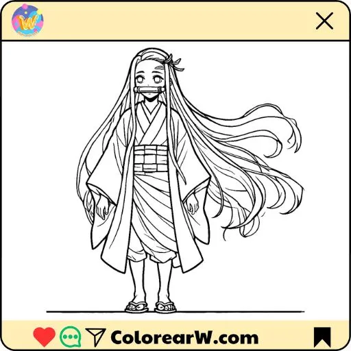 Nezuko para colorear thumbnail