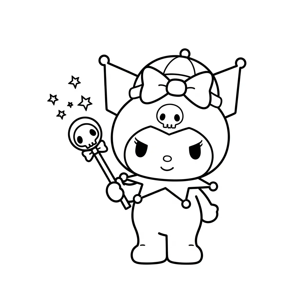 páginas para colorear lindas y fáciles de Kuromi